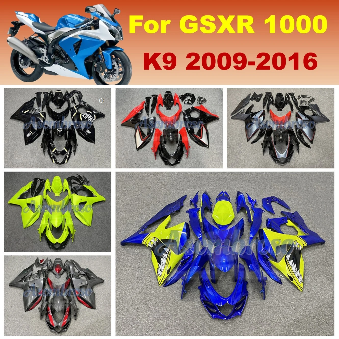 Full Fairings for GSXR1000 2009 2010 2011 2012-2016 GSX R1000 K9 GSX-R1000 ABS Injection Molded Body