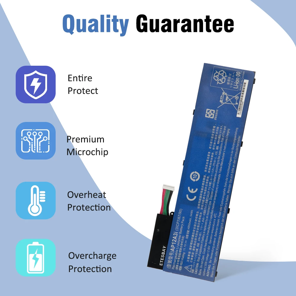 ETESBAY Notebook Replace AP12A3i Battery For Acer Aspire Timeline M3 M5 Series Ultra U M3-581tg 11.1V 4850mAh