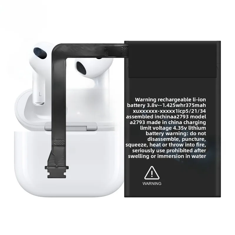 New  A2793 Replacement Battery for Apple Airpods 3 A2564 A2565 for Air Pods 3 Rechargeable Batteries Batteria 375mAh