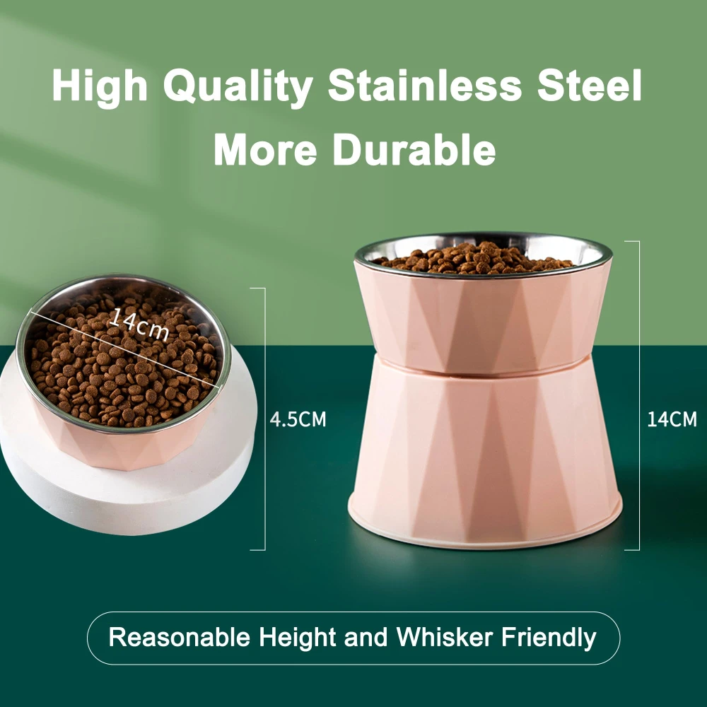 Cat Bowls for Food and Water Raised Cat Food Bowls Beneficial for Digestion Resonable Height Whisker Relief Easy to Clean