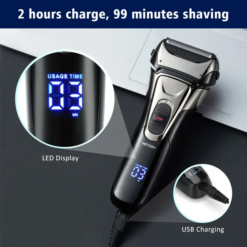 Travel Mens Shaver Mini Electric Razor for Men USB Rechargeable Beard Shaver Small Size Shavers Compact Razor Wet Dry Use