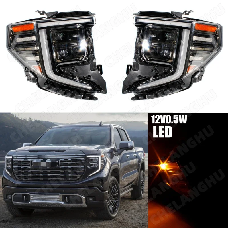 

1Pair Front Headlight Lamp For GMC Sierra 1500 AT4 2022 2023 DRL Auto Part OEM 85604123 85604124