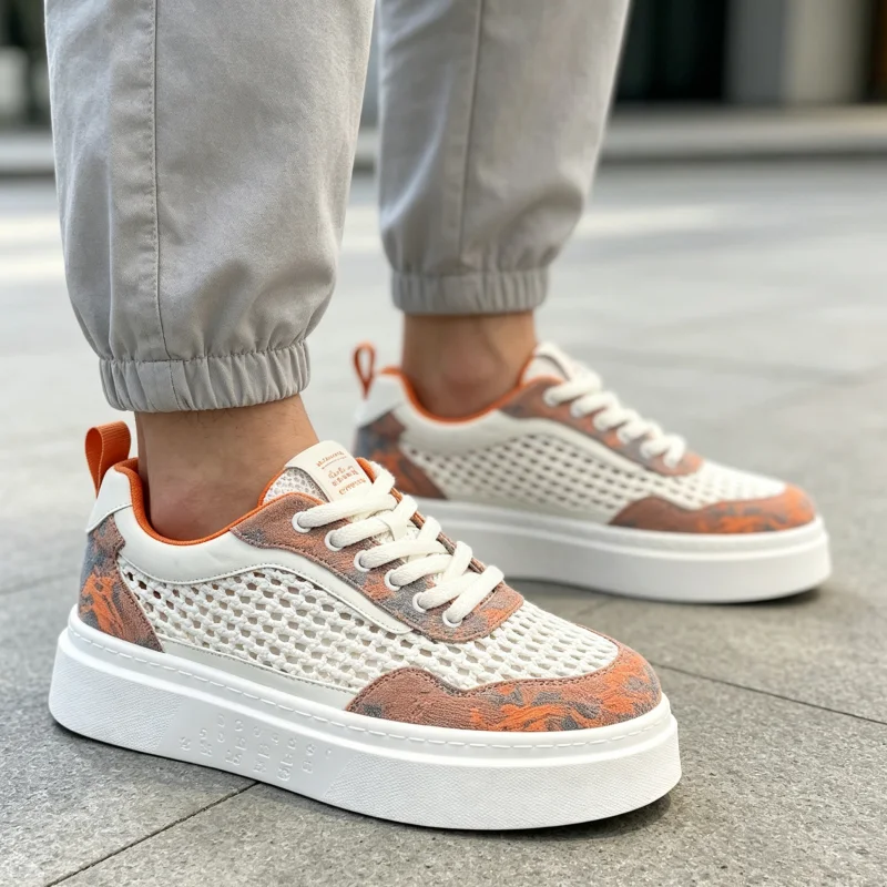 Men's Woven Mesh Skate Shoes 2026 Summer Anti Slip Platform Sole Breathable All Mat Daily Streetwear Footwear