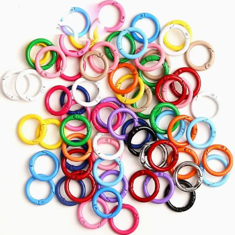 New【50pcs 25mm Spring O Buckle Ring/Paint Color Alloy Spring Buckle/Round Opening Spring Ring Keychain For Diy Keychain】