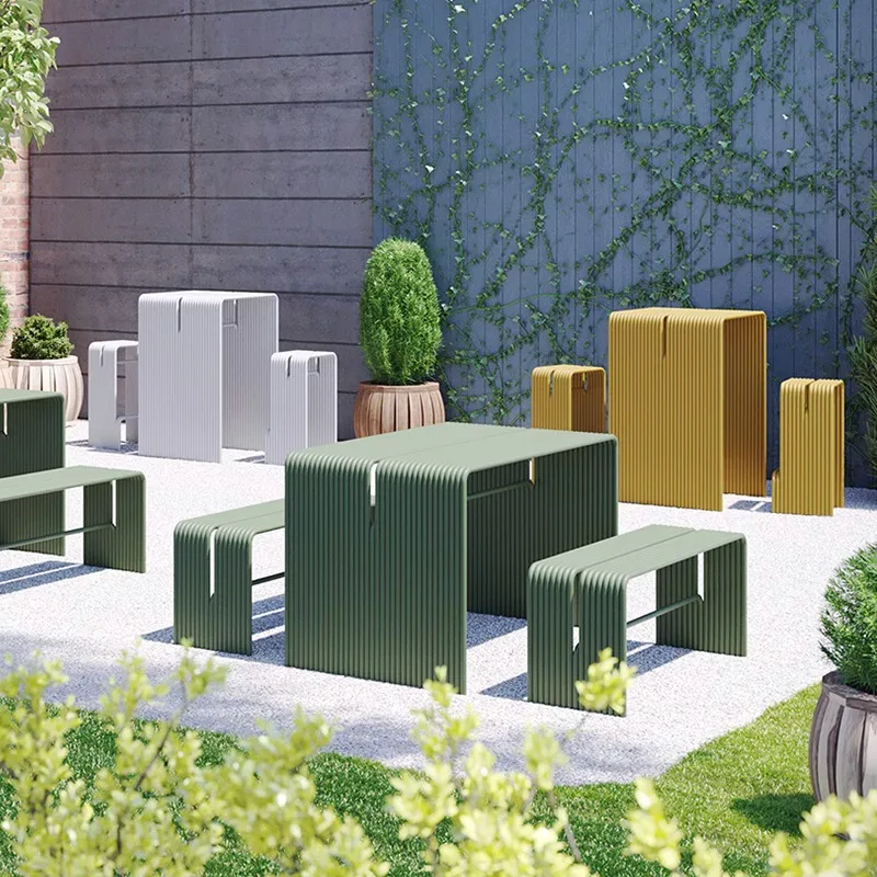 

Outdoor table and chair set combination designer courtyard terrace Nordic garden milk tea coffee shop hotel leisure table