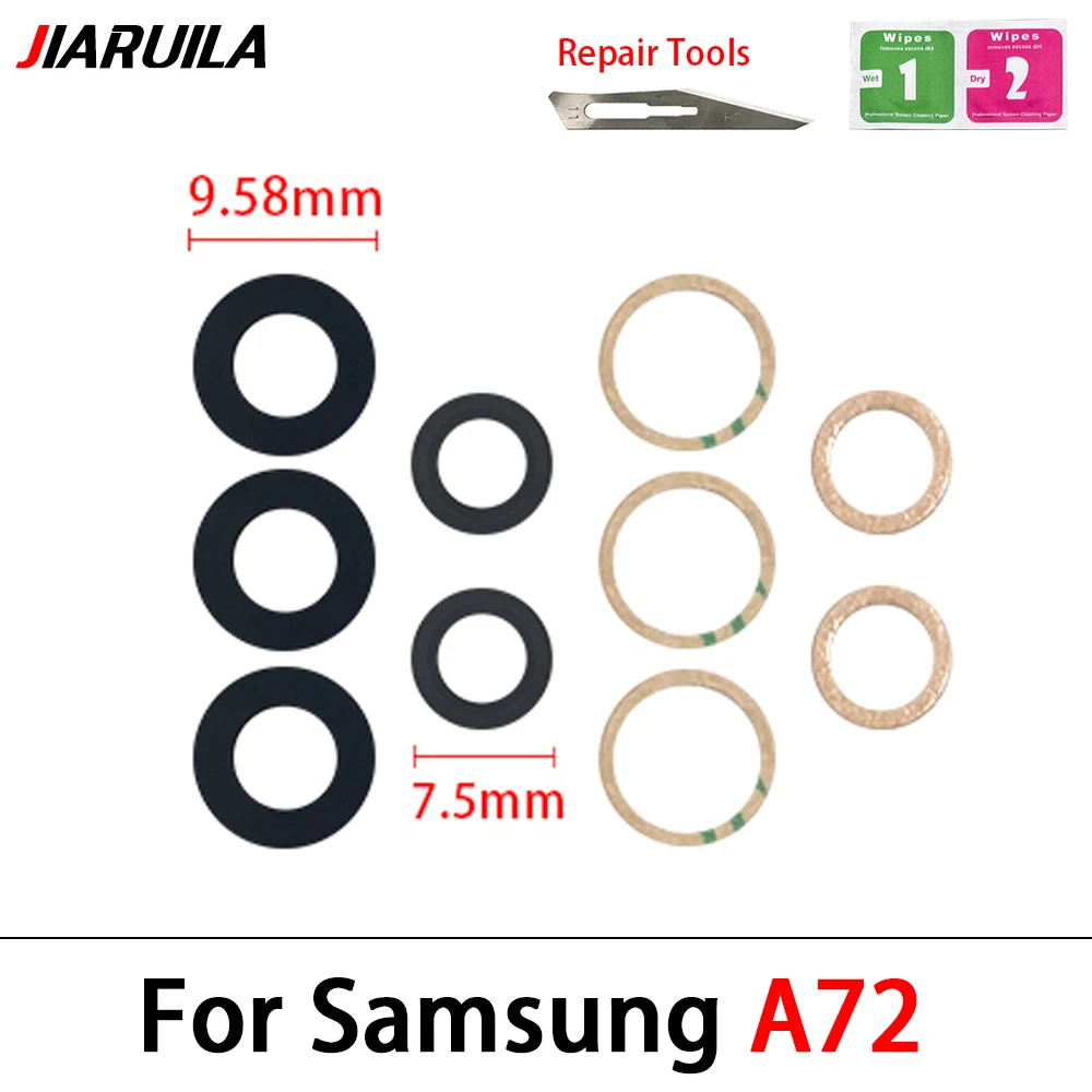 50Pcs，Replacement Camera Glass For Samsung A51 A41 A52 A72 A51S A03 A01 Core A52S Rear Back Camera glass Lens With Glue Adhesive