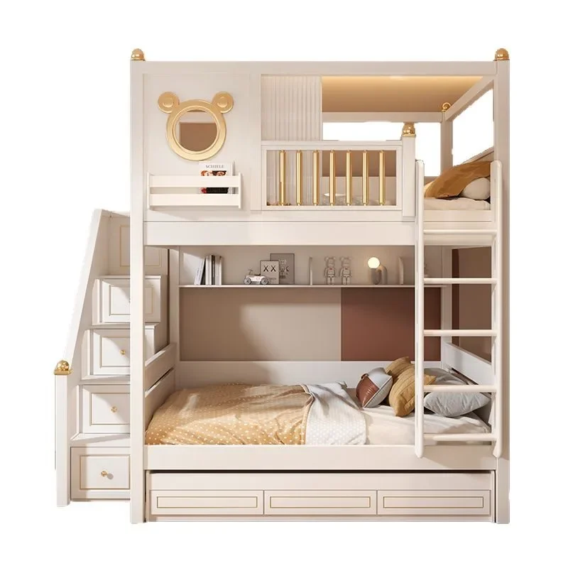 

Children's upper and lower beds High and lower beds Mother and child beds Light luxury on the bed and lower table combination
