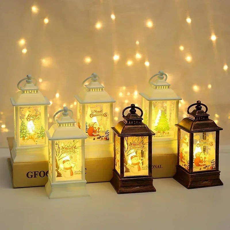 Portable Oil Lamp Christmas LED Night Lights Battery Powered Home Hanging Lanterns Festive Party Decor Gift New Year Night Lamp