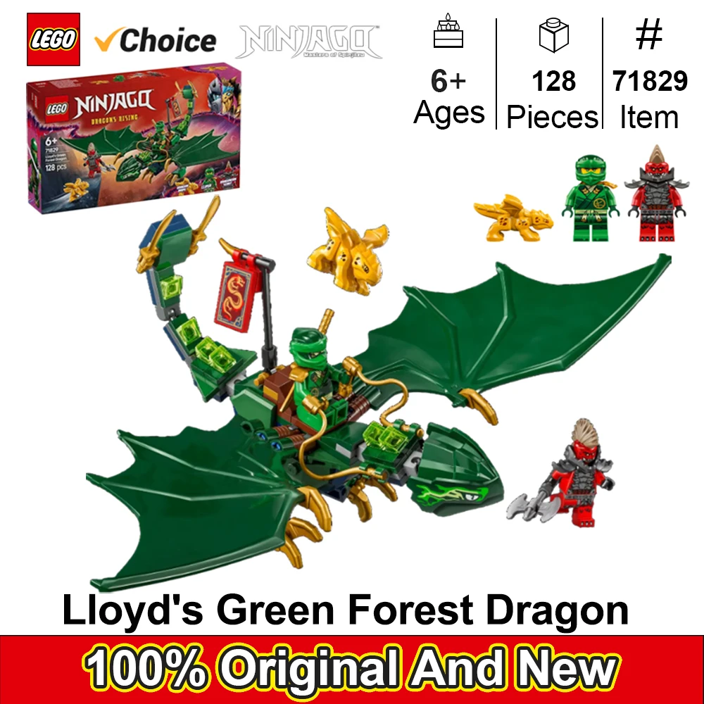 

LEGO 71829 Ninjago Lloyd's зеленый лес дракон игрушка игрушка подарок на день рождения блоки развивающие для мальчиков и девочек детей 6 + 128 шт.