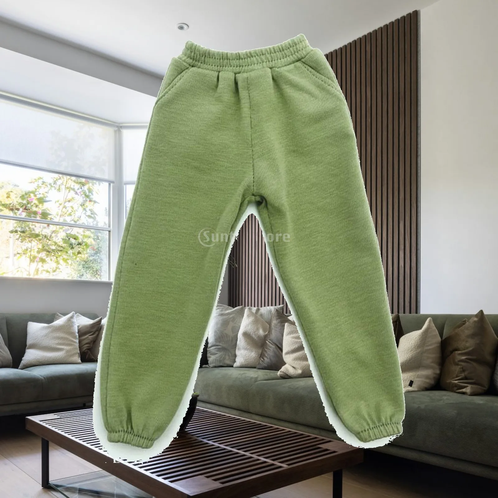12 Inch Action Figure Pants for Male Dolls Cloth Material Joggers with Elastic Waist and Cuff Contemporary Street Design