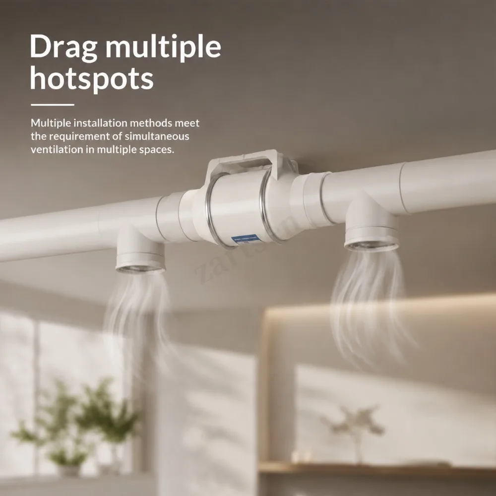 4Inch Two Speed Remote Control Exhaust Fan Silent Inline Pipe Duct Extractor Air Ventilation Blower Kitchen Toilet Wall Booster