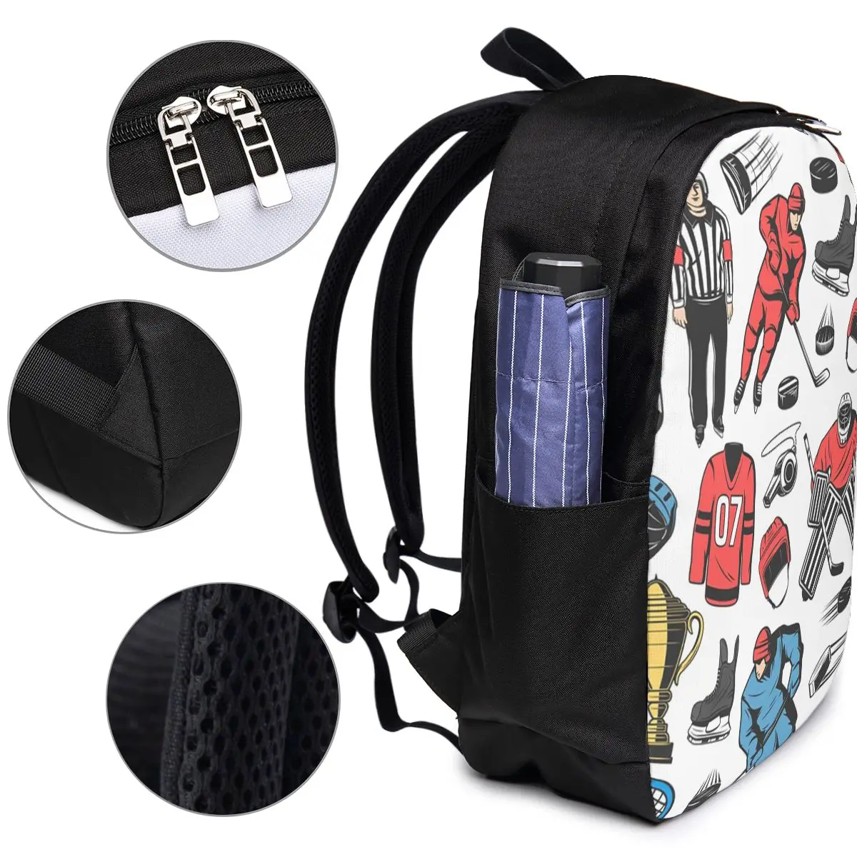 Ice Hockey Players On Rink Backpack Travel Notebook Bag Computer College Student School Bag Laptop Shoulder Bags for Men Women view 4