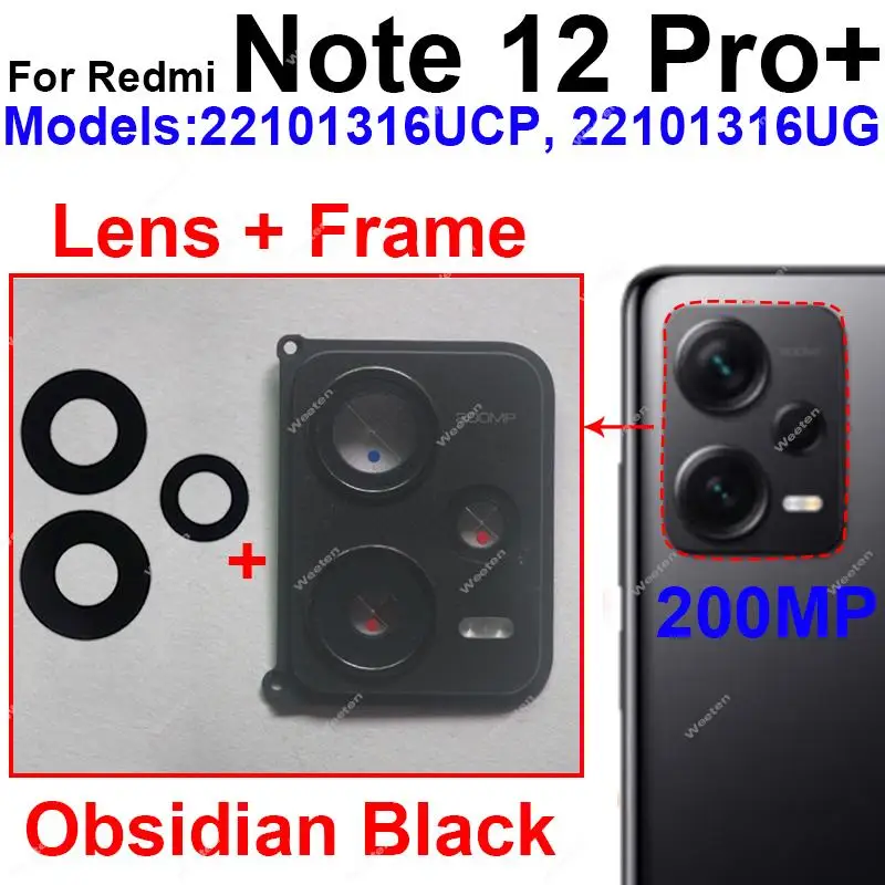 Back Camera Lens Frame For Xiaomi Redmi Note 12 5G Note 12 Pro Plus Rear Camera Glass Lens Frame Back Lens Glass Cover Holder