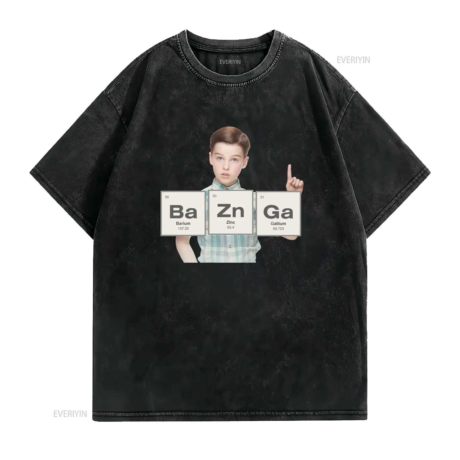 Young Sheldon bazinga t shirt vintage Washed fashion Slightly Comfortable Top For Everyday Wear Versatile Casual homme