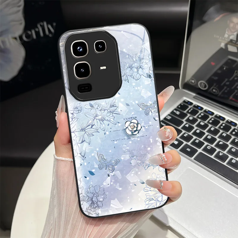 For Infinix Note 50 Pro Plus 50X 50S Note50 Pro+ Phone Casing Flower Butterfly Cover X6855 X6858 Fashion Tempered Glass Case