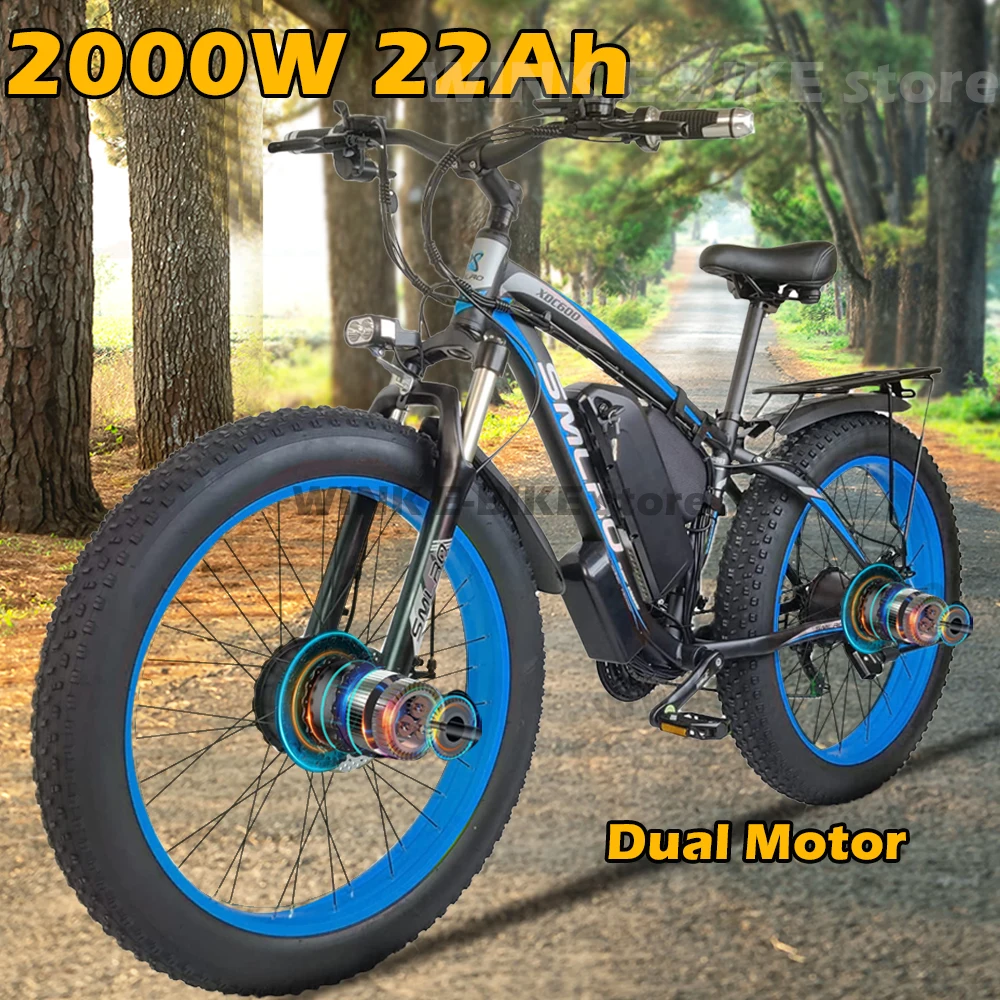 EU Stock Electric Bicycle for Men 2000W Motor 26 Inch Fat Tire Mountain E-Bike 48V 22AH Battery Hydraulic Brakes 21-Speed Ebike