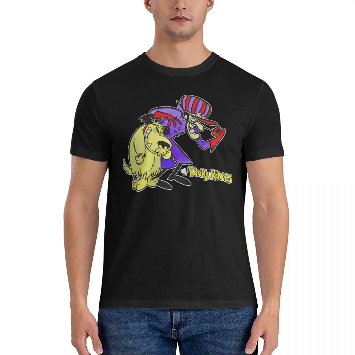 LOGO T-Shirts Men Dastardly Muttley Cool Pure Cotton Tee Shirt Round Collar Short Sleeve T Shirts Printing Tops