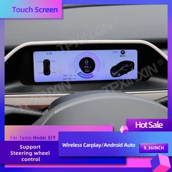 9.36 Inch For Tesla Model 3/Y 2017-2023 Car Digital Instrument Dashboard Touchable Screen Odometer Dual System GPS Navigation