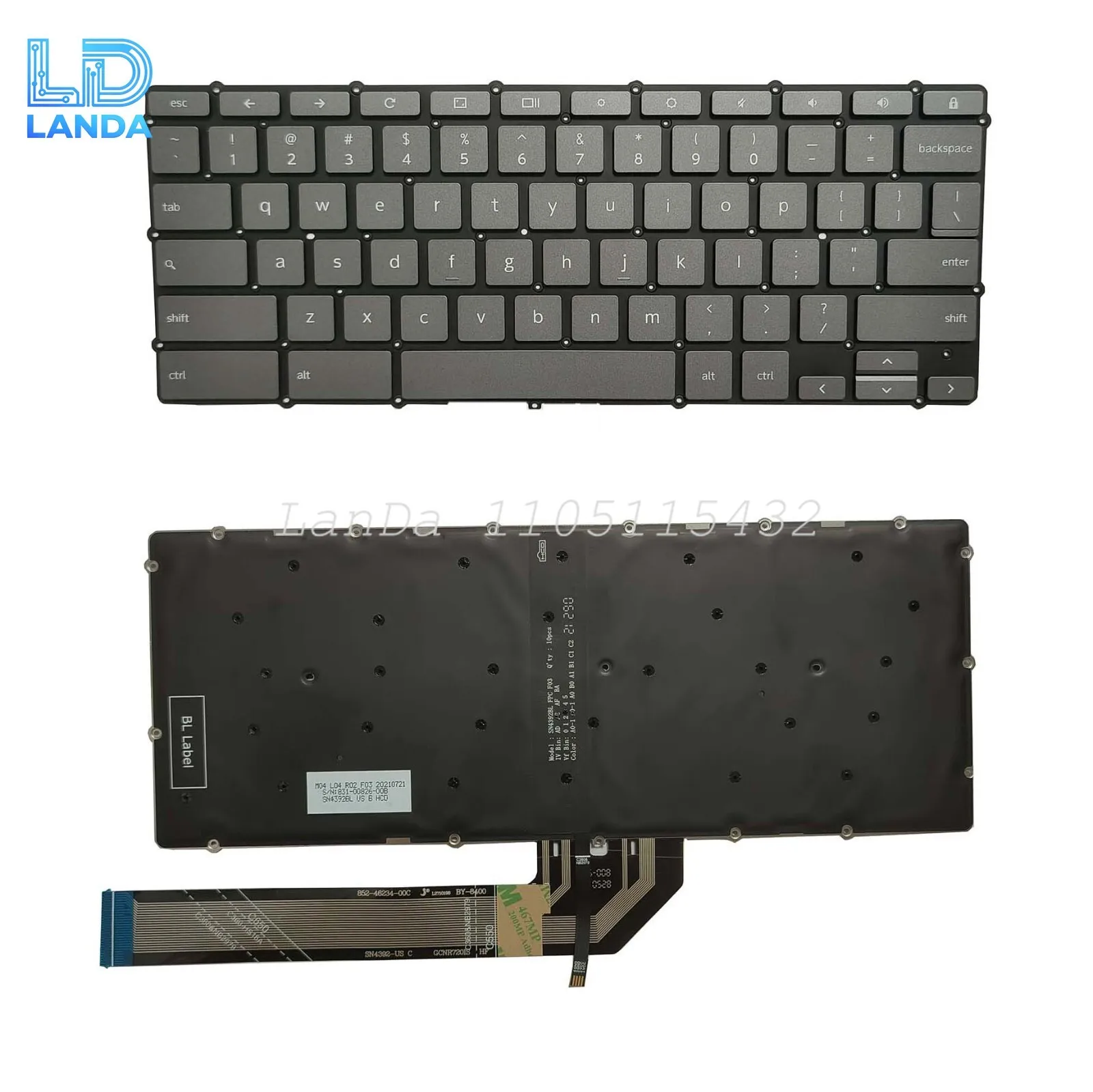 Keyboard For Lenovo FLEX 3 5 CB-11IGL05 5 CB-13IML05 Chrome-11M836 US Gray