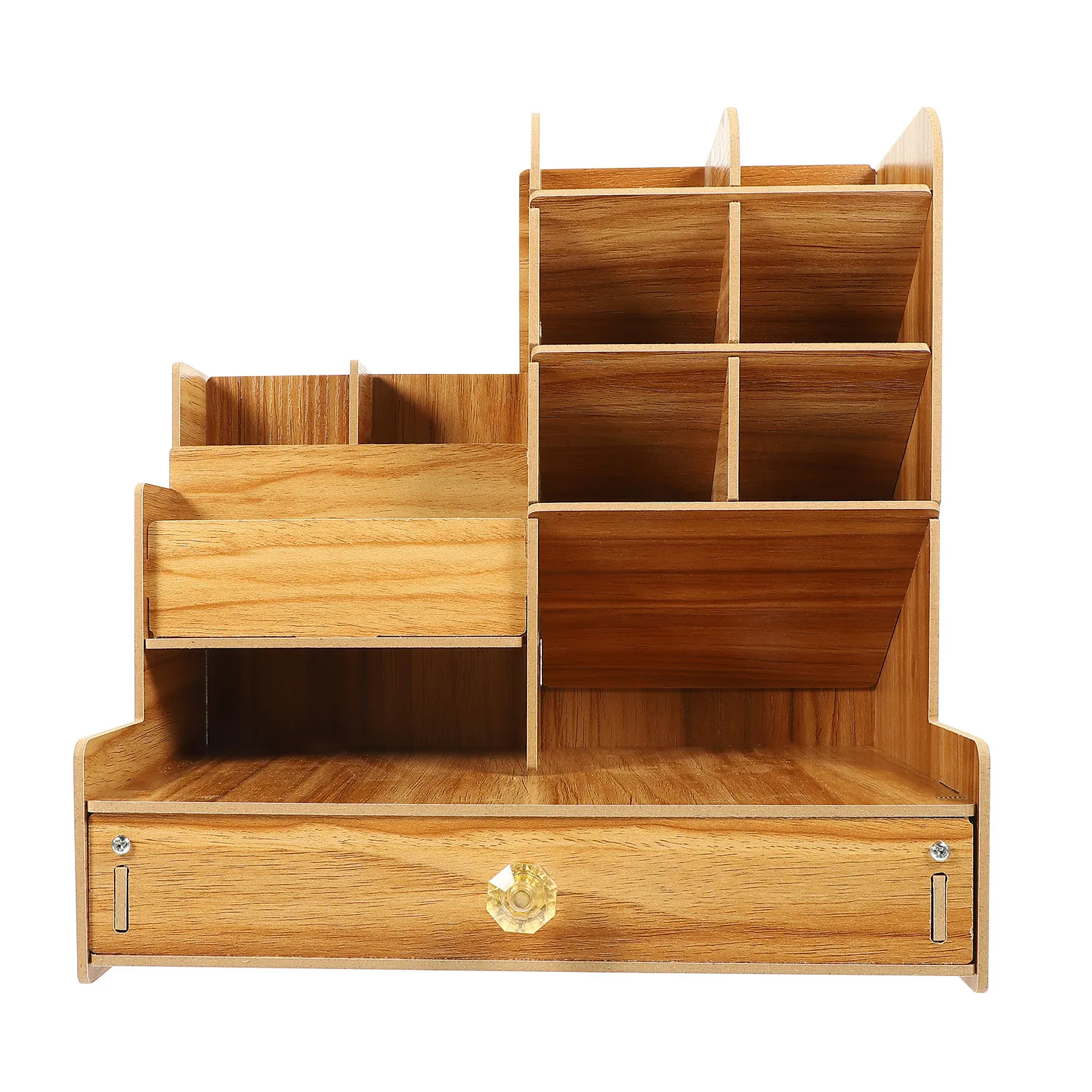 Multi-Function Desk Organizer for Office Study Dorm Home Large Capacity Pencil Holder Pen Scissors Phone Remote Storage Wooden