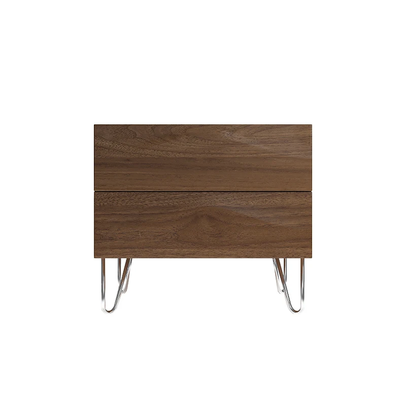 

Italian simple black walnut bedside solid wood storage cabinet