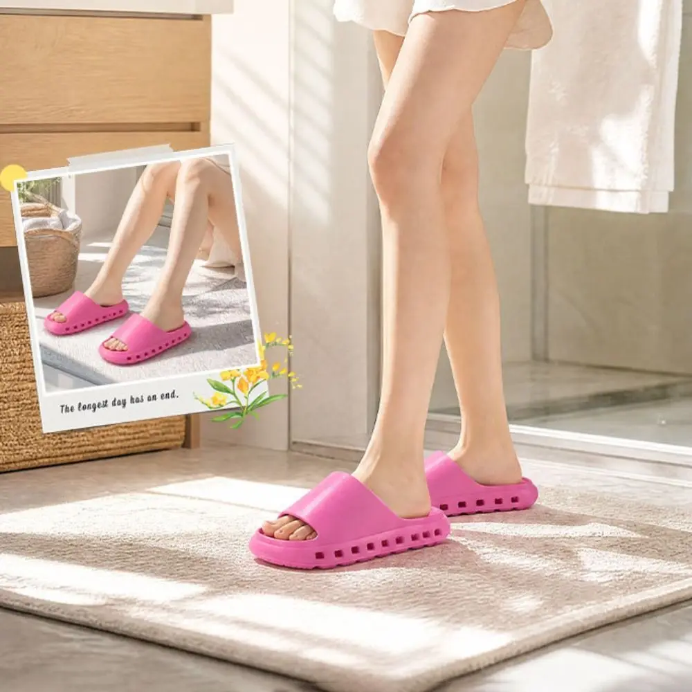 Non-slip EVA Thick Sole Slippers Comfort Lightweight Bathroom Slippers Quick-drying Hollow Out Platform Sole Slippers