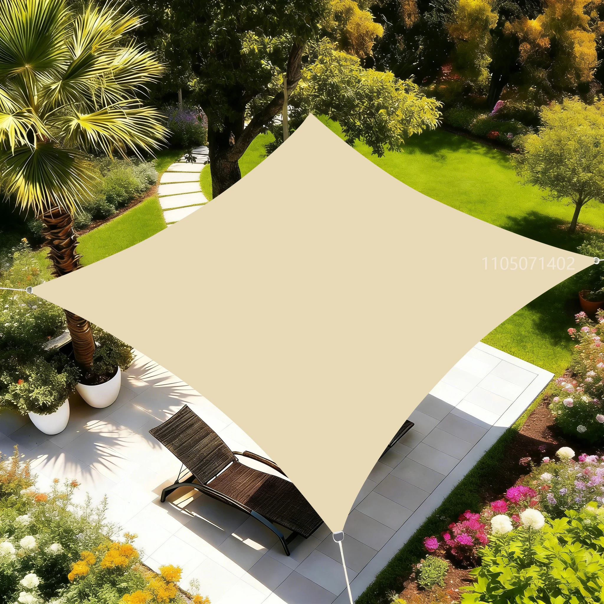 Waterproof Sun Shade Sail UV Block Canopy for Patio Garden Backyard Outdoor with D-Rings
