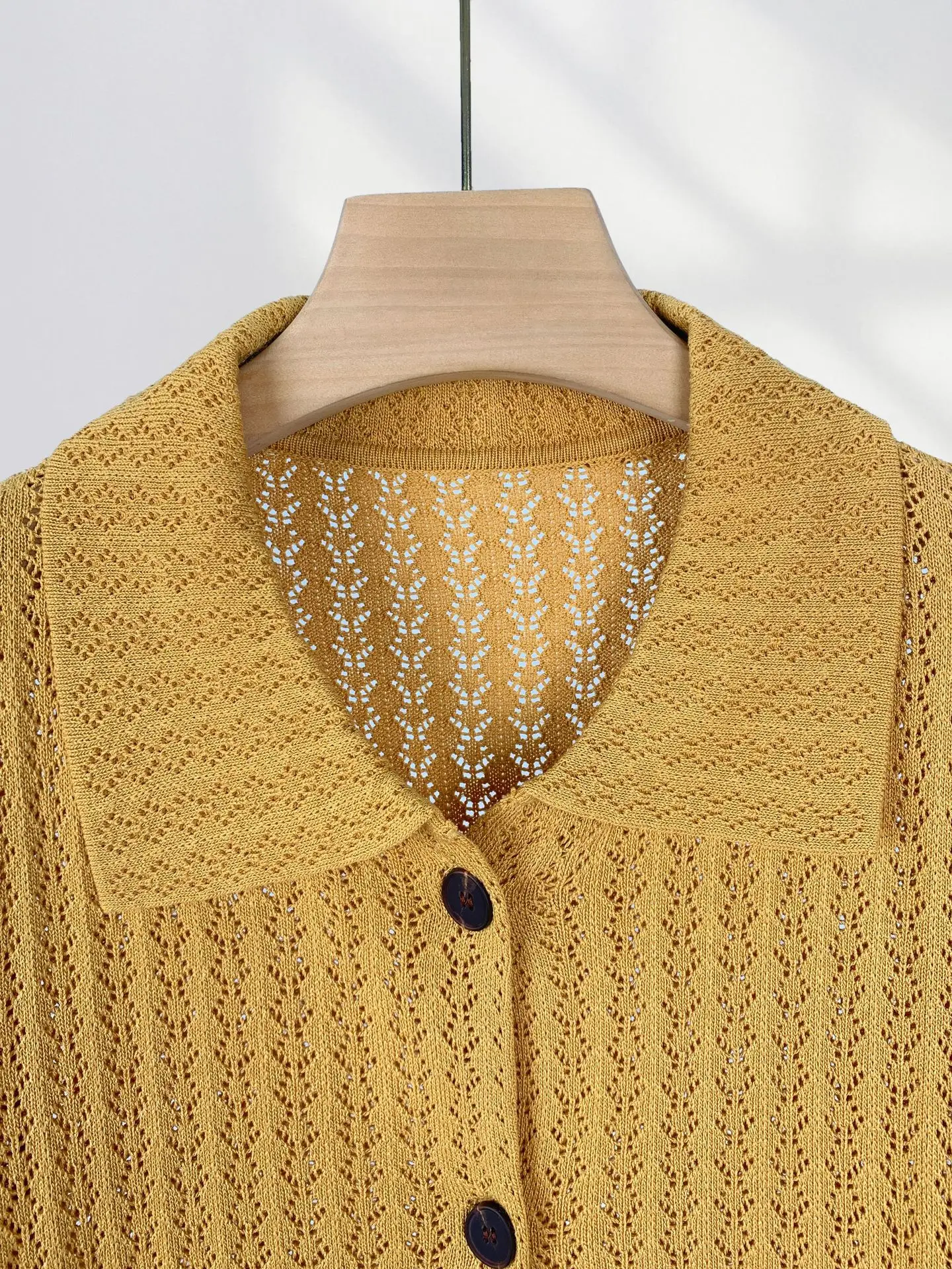 Zomer gebreid vest uitgehold jacquard T-shirt met korte mouwen Casual mode damespoloshirt met korte mouwen Tops