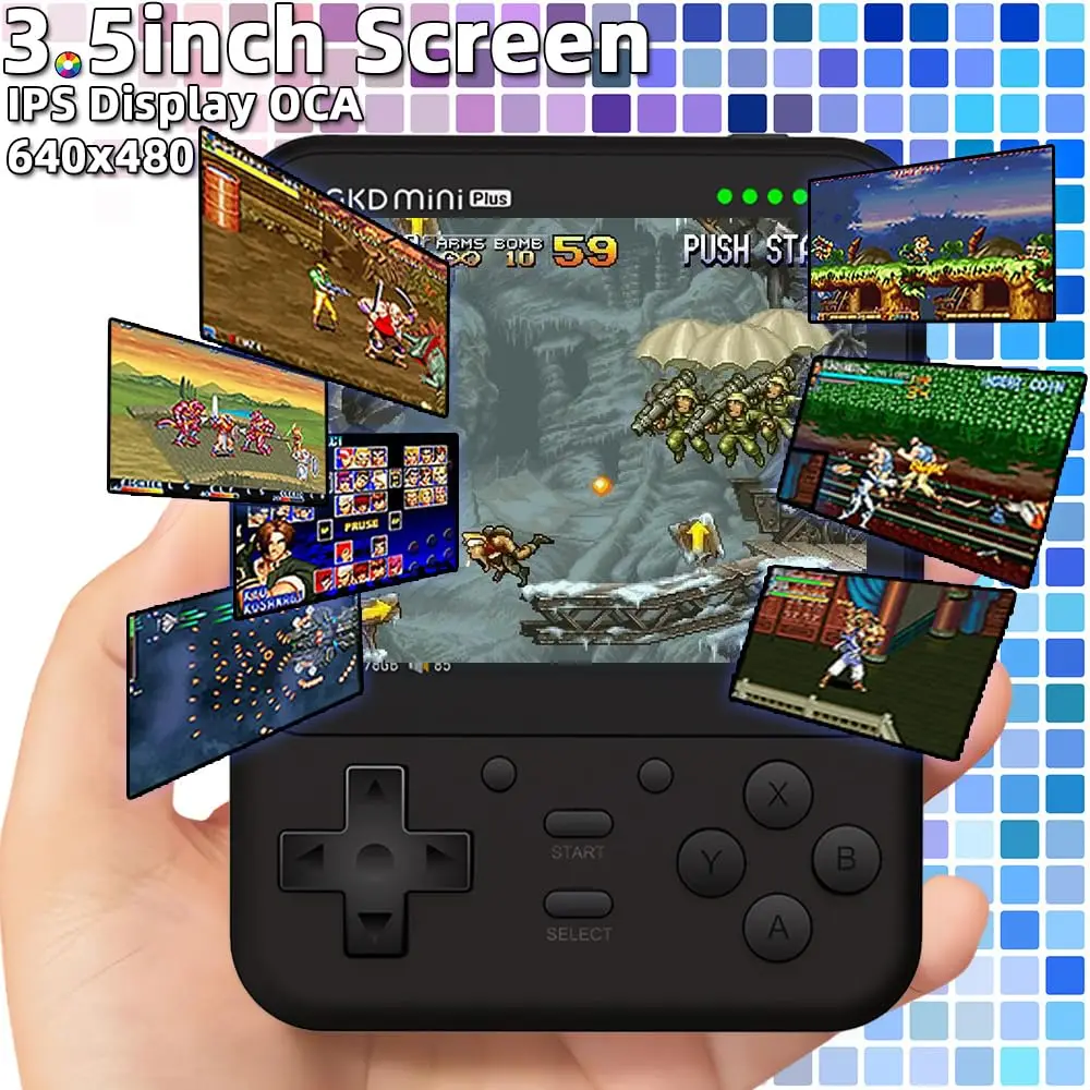 GKD Mini Plus Handheld 3.5 inch Portable Video Games Consoles Pocket Rechargeable RK3566 Hand Held Classic System 16GB 128GB