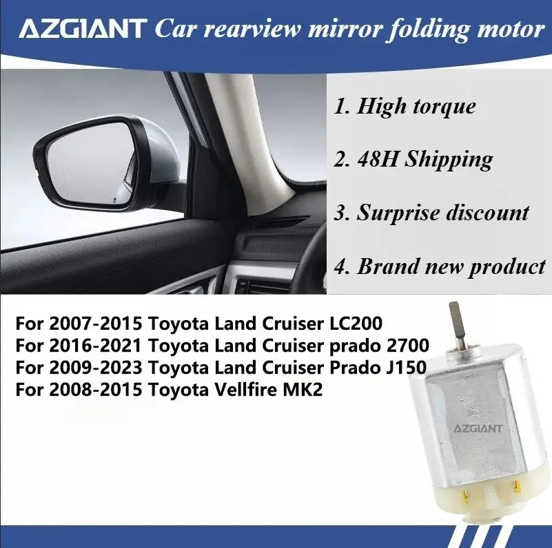 

For Toyota Land Cruiser LC200/Cruiser prado 2700/Cruiser Prado J150/Vellfire MK2 Car Rear View Auto Side Mirrors Motor 12V R/L