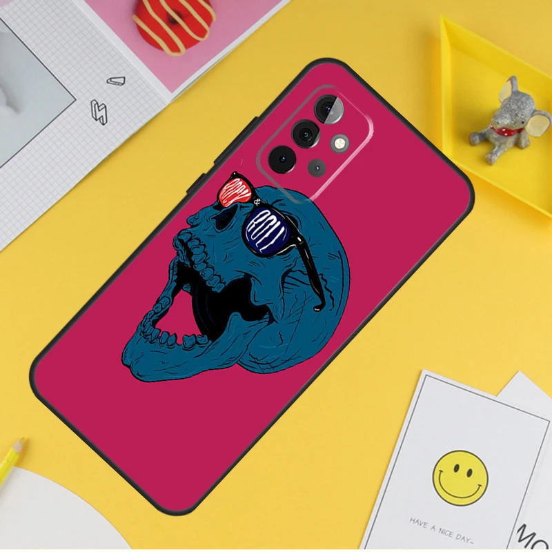 Rock and Roll Skull Case For Samsung Galaxy A54 A34 A14 A13 A33 A53 A12 A32 A52 A71 A51 A15 A25 A35 A55 Cover image 2