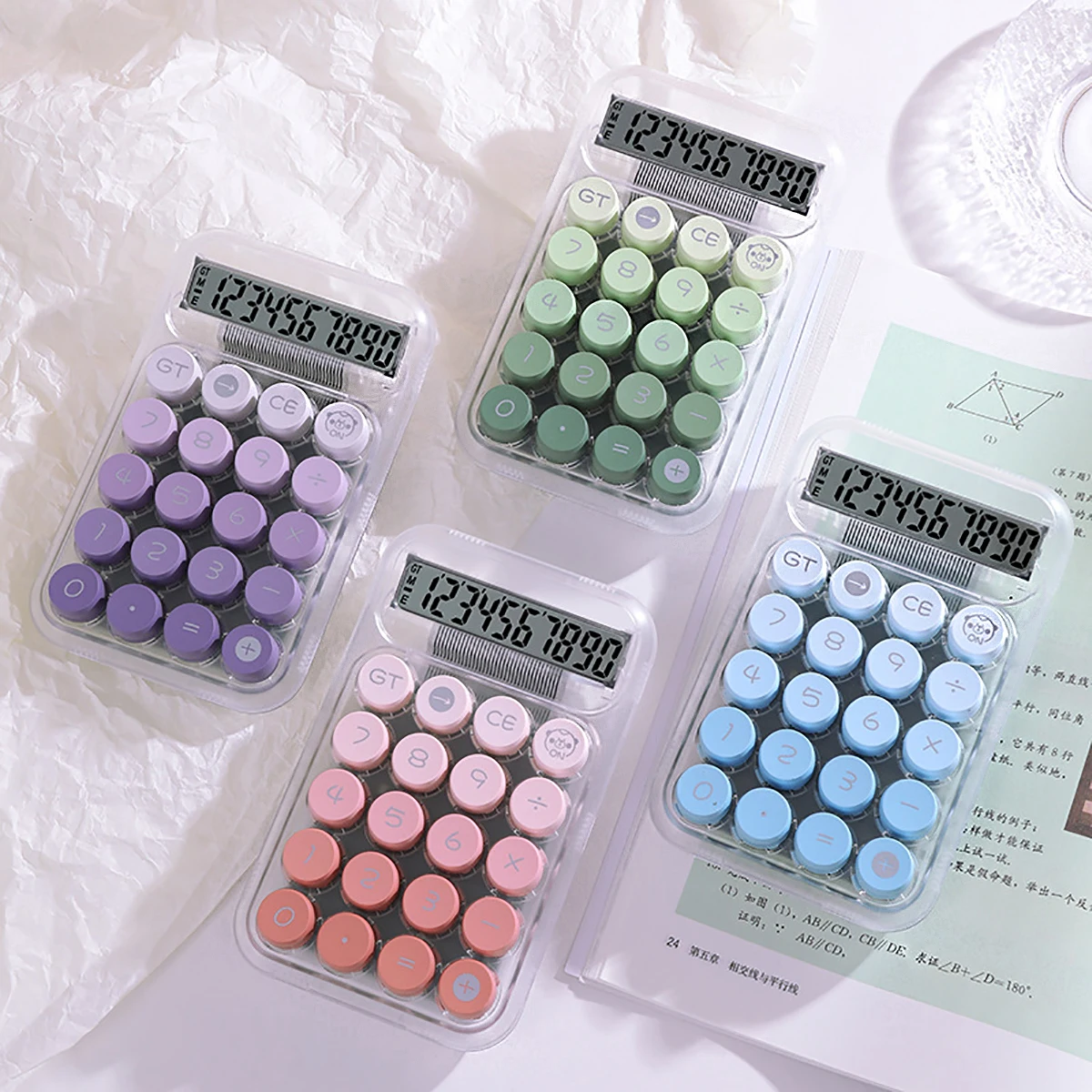 

1 Dopamine office calculator, 10-digit wide-screen display, ABS eco-friendly material, transparent body, flexible keys, gradient