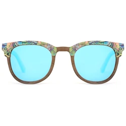 Lovers Abalone Seashell Wood Sunglasses for Women Men Ice Blue Polarized Lenses Fashion Luxury Brand Sun Glasses The Best Gift