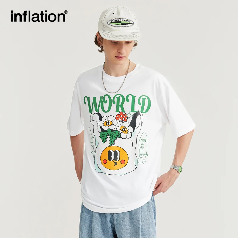 INFLATION Funny Graphic Cotton TShirts Unisex Cotton Oversized Tees