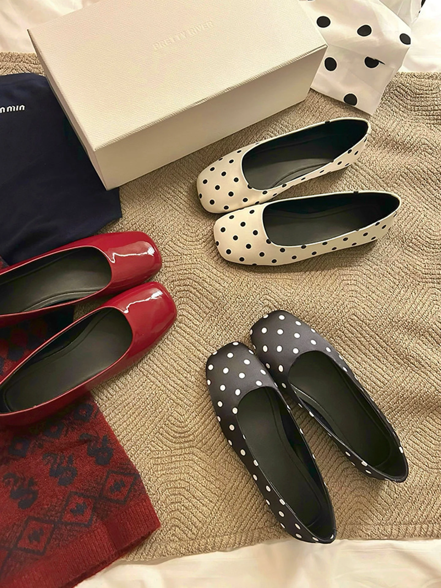 black-white-polka-dot-patent-leather-ballet-flats-square-head-slip-on-flat-bottom-mary-jane-single-shoes-fashionable-spring-s