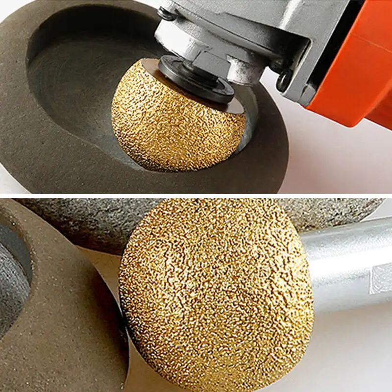 Strumento abrasivo a testa tonda brasata diamantata da 30-50mm per molatura ad arco interno M10 di pietre strumento per incisione testa a fungo