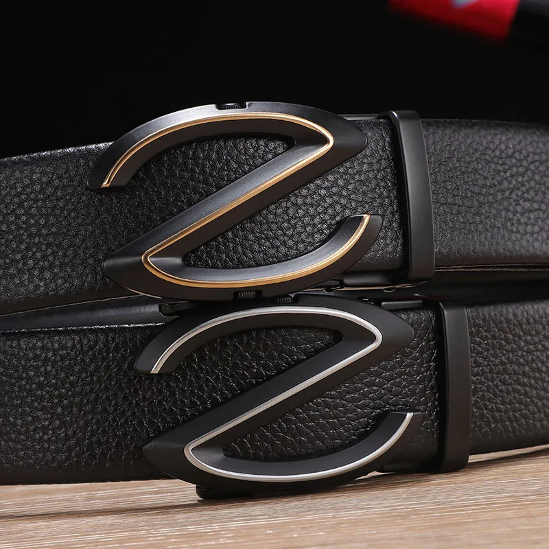 Herren gürtel Mode Legierung automatische Schnalle Gürtel Business lässig Echt leder Herren gürtel Luxus hochwertige Taille Band 3,5 cm – Detail 4