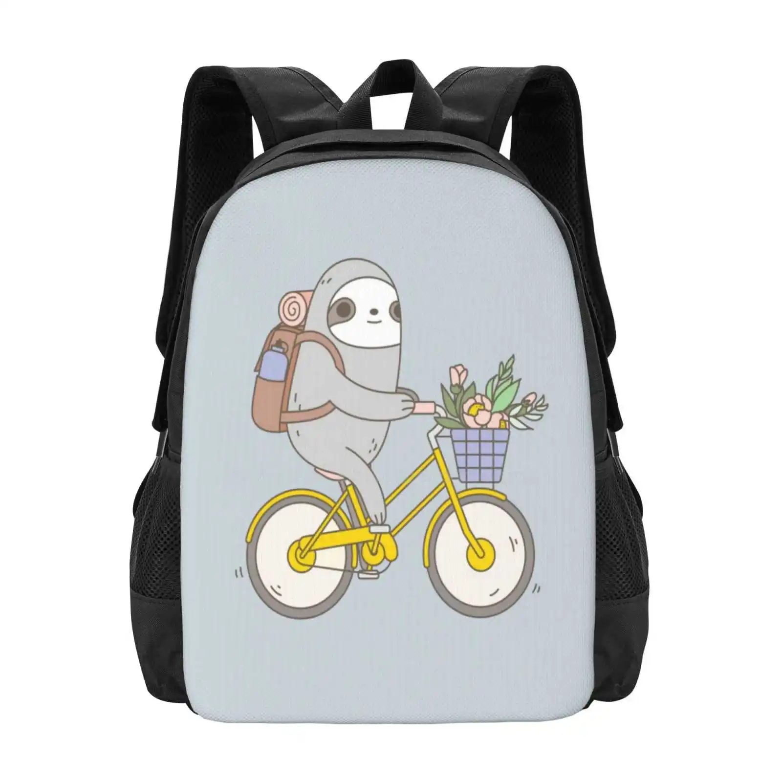 Biking Sloth Pattern Design Bagpack School Bags Biking Sloth Bike Sloths Funny Sloth Riding Bicycle Biking Animals Sloth