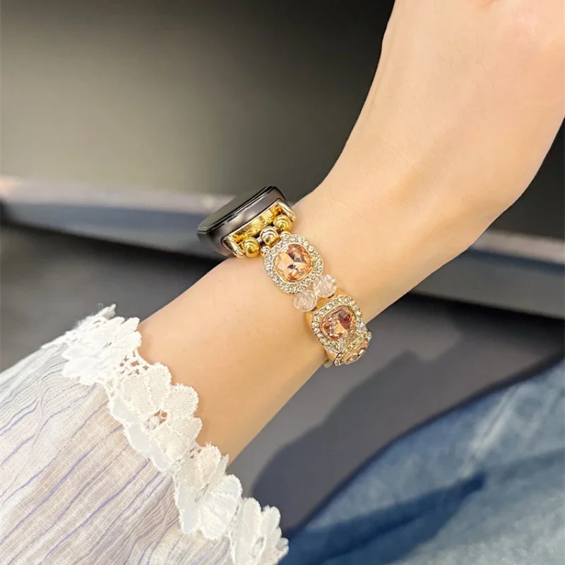 معدن الأحجار الكريمة المربعة مناسب لـ Xiaomi Band 8Pro/9Pro، لـ Mi band 3/4/5/6/7,8/8NFC/9/9NFC/10/10NFC، لـ Redmi Watch5/4