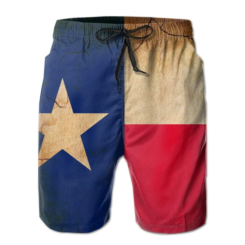 Vintage US Texas Flag Graphic Shorts Pants Pop 3D Printing Hip Hop y2k Board Shorts Summer Hawaii Swimsuit Cool Surf Swim Trunks