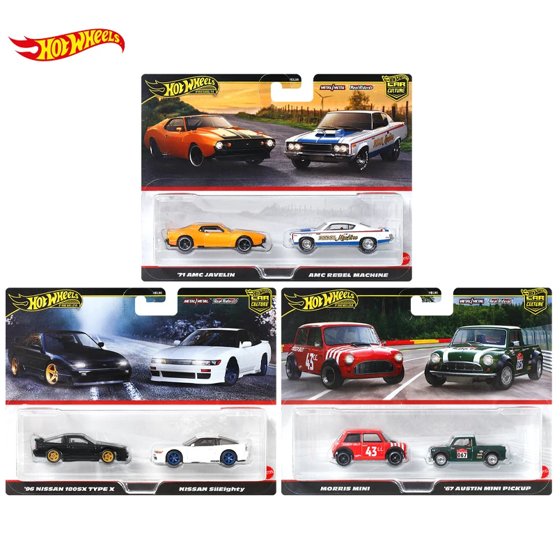 Presale Hot Wheels Premium Car Culture 2-Pack Porsche 993 Nissan Sileighty Morris Mini AMC Javelin 1/64 Model Cars Toy HBL96