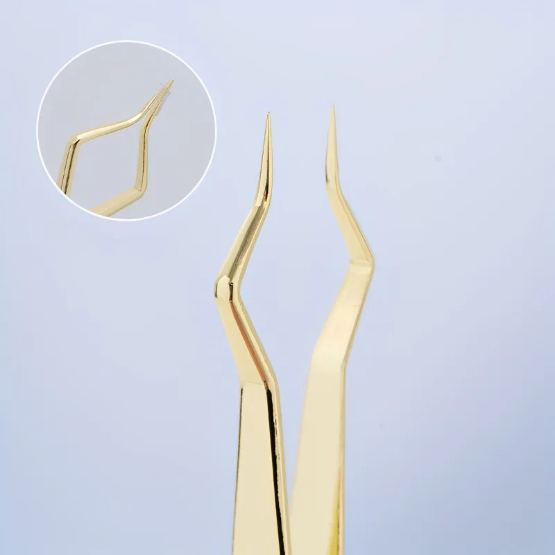 New Designed Isolation Lash Extension Tweezers High Precision Stainless Steel Curved Tip Tweezers Quick-Separator Makeup Tools