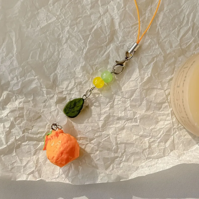 Creative Design Cute Short Phone Charm Sweeet Korean Organe Style Phone Lanyard Keychain Bag Pendant Student/office Supplies