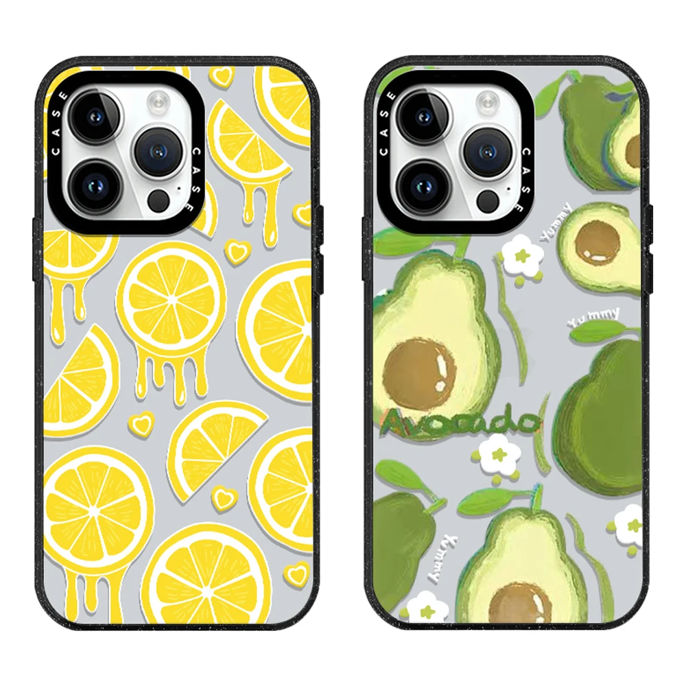 Cute Avocado Lemon Strawberry Watermelon Acrylic With MagSafe Phone Case For iPhone 16 12 13 14 15 11 Pro Max Plus Antidrop Case