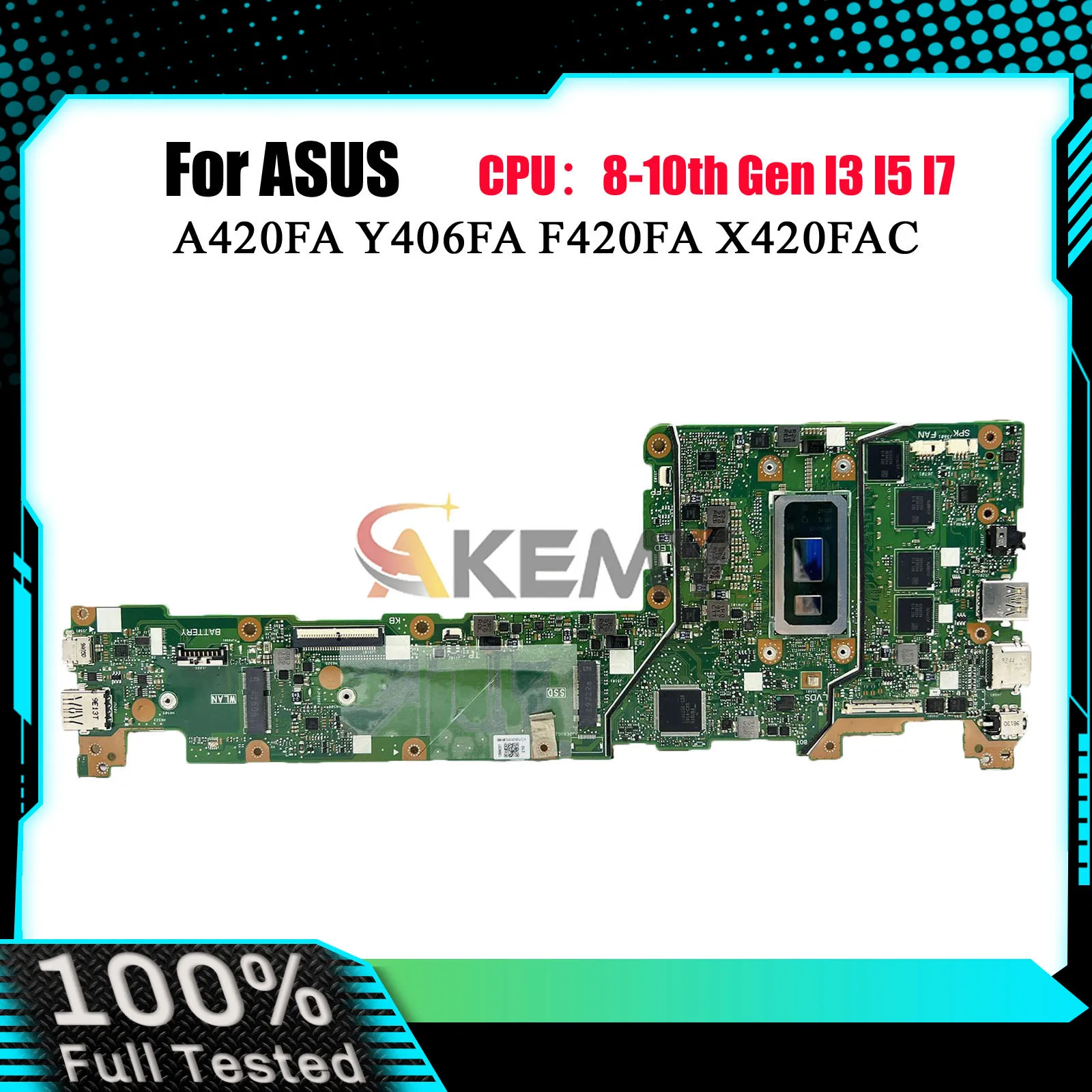 X420FA Laptop Motherboard For ASUS VivoBook X420FA Y406FA X420FAC F420FA X420F A420FA Mainboard With I3 I5 I7 CPU 100% tests OK