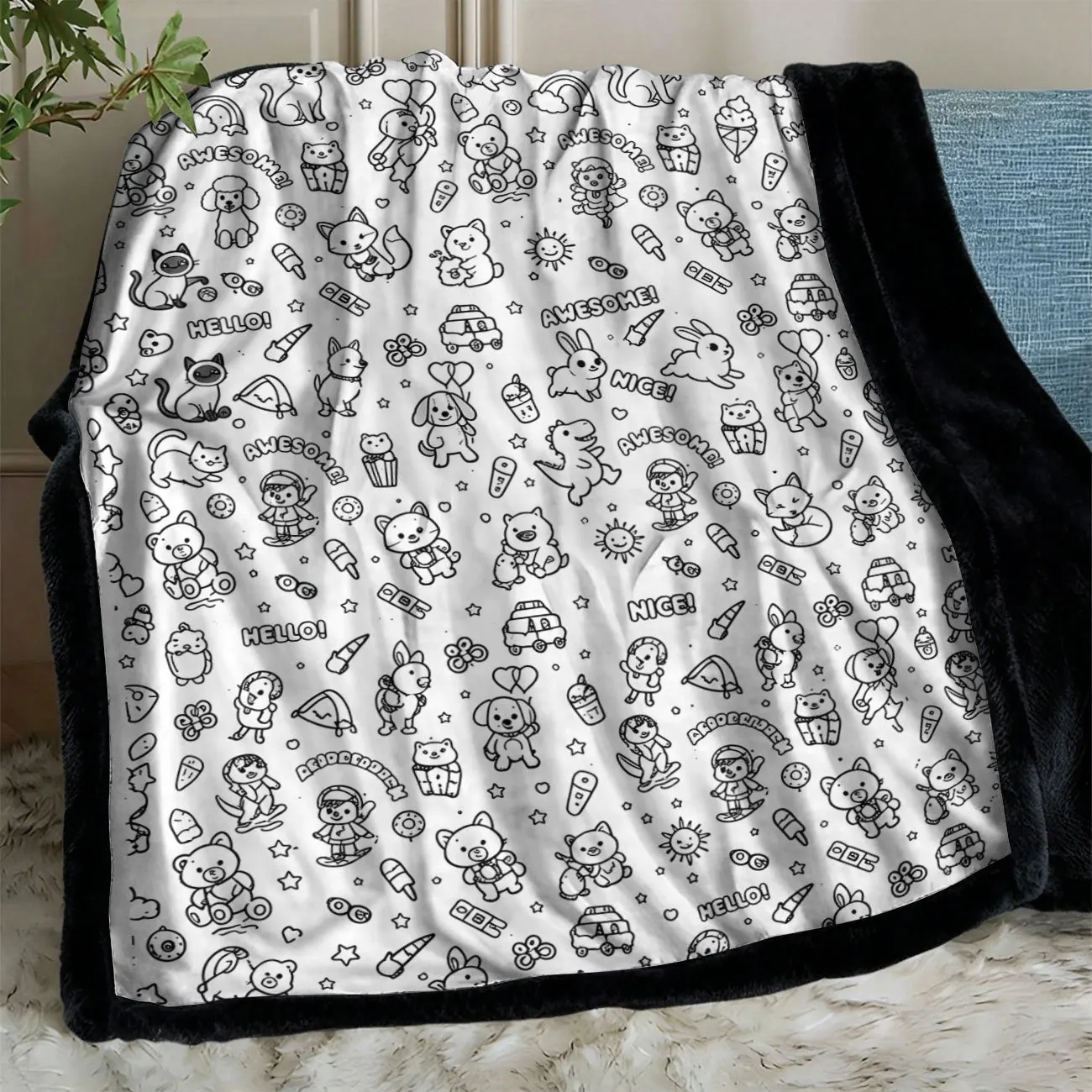 Multifunctional Soft Hand Coloring Blanket DIY Coloring Blanket Fashion Handmade Coloring Brushes Coloring Blanket