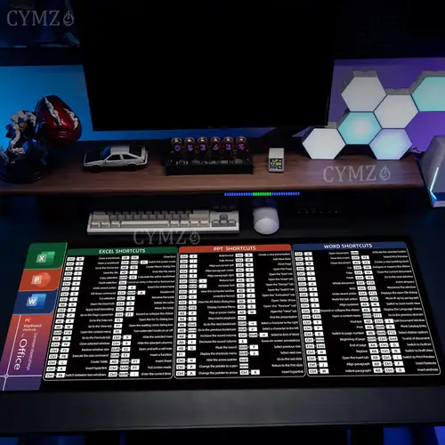 Imagen 2 del producto Patrones de teclas de acceso directo para PC, software de oficina, alfombrilla para ratón, alfombrilla de escritorio de atajo Excel, borde cosido antideslizante, alfombra de oficina con impresión HD
