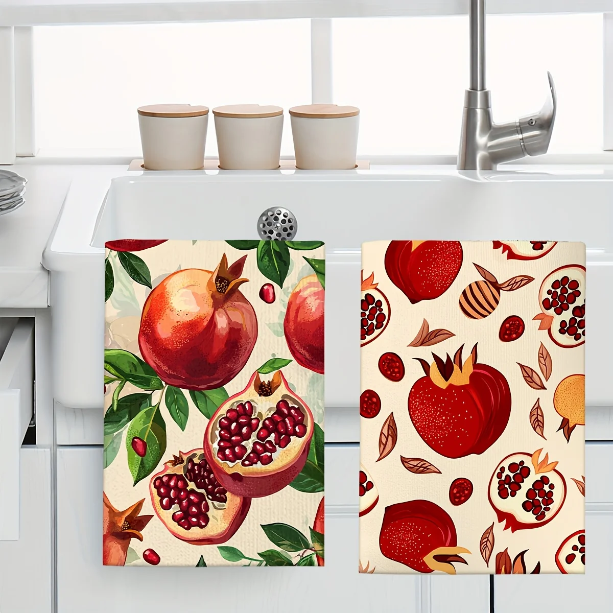 1pc Pomegranate Printed Scrub Cloth, Soft Absorbent Kitchen Hand Towel, Perfect for Kitchen, Dining Room, Bathroom, Dorm