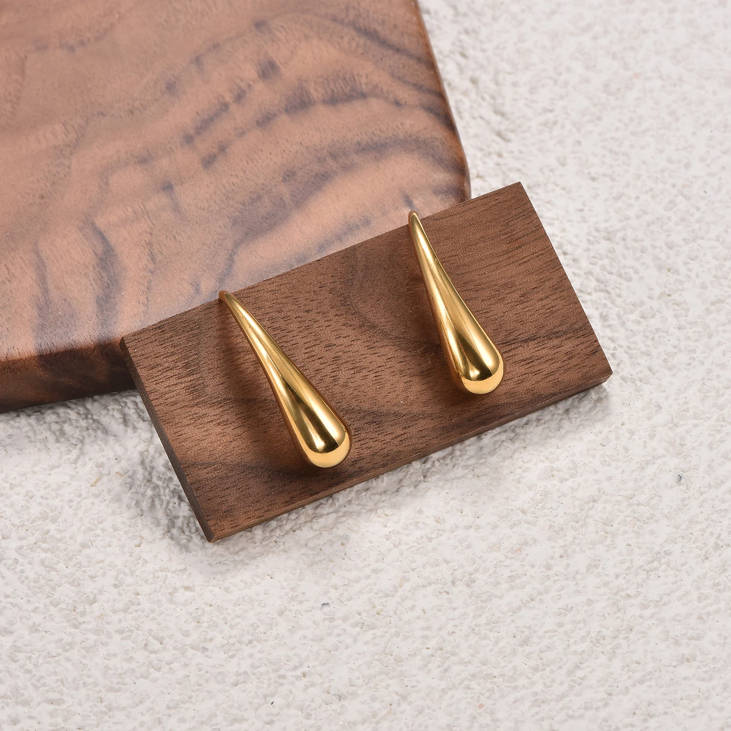2 Stück/Paar, silberfarben, goldfarben, Edelstahl, tropfenförmige Ohrstecker, verblasst nicht, poliert, für Damen, Ohrhaken, Schmuckzubehör. – Detail 6
