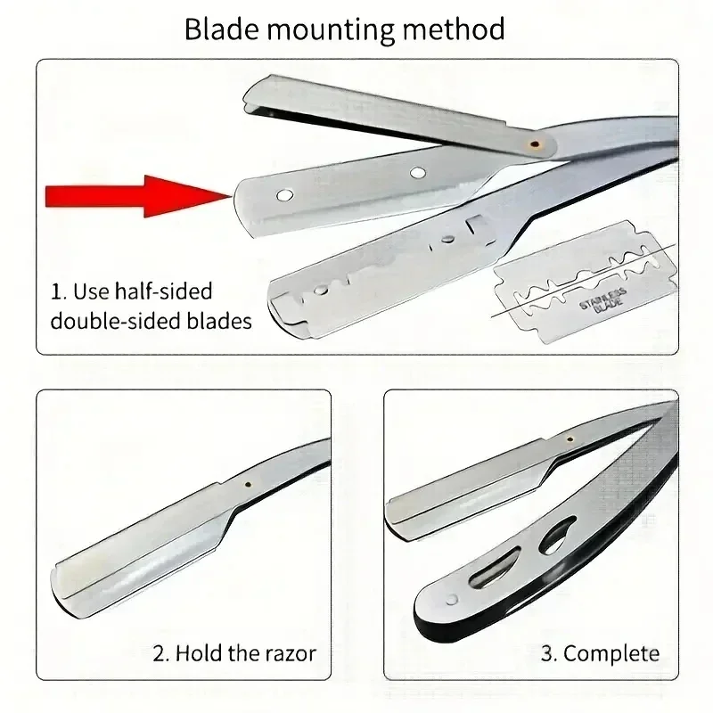 Hair Removal Knife Men Shaves Blades Foldable Straight  Safety Manual Razor Stainless Steel Shaving Razor Face Care Body Face - view 3